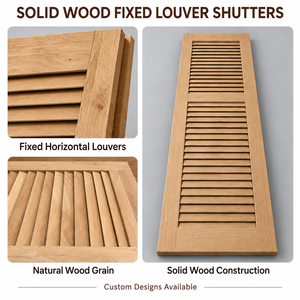 Volets extérieurs en bois naturel à lamelles fixes, panneaux décoratifs en bois pour cottages, fermes et maisons traditionnelles - Product Image 3