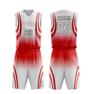 Custom Pink White Gradient Basketball Jersey Shorts Set Sleeveless V-Neck Sublimated Print Breathable Mesh Uniform Adult Unisex - Product Image 2