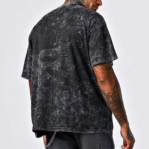 เสื้อยืดโอเวอร์ไซส์ผู้ชายแบบถัก ซักด้วยเอนไซม์ สไตล์วินเทจ สตรีทแวร์ ผ้าคอตตอนหนา 100% เป็นมิตรกับสิ่งแวดล้อม ทรงไหล่ตก ขายส่ง - Product Image 3