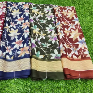 Sari en georgette élégant et lumineux avec chemisier, tissu doux, sari traditionnel pour femmes, tenue de fête, fournisseur en gros pour l'exportation - Product Image 1