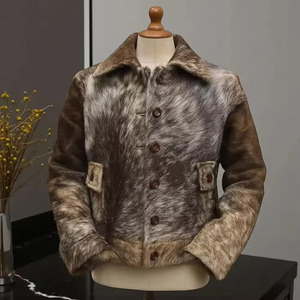 Winter Hair On <b>Leather</b> <b>Jacket</b> For <b>Men</b> Premium Material Custom Size Comfortable Fashion Outerwear Collection Apparel - Product Image 1
