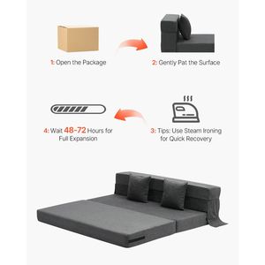 3 in 1 Convertible Sleeper 25D High Density Memory Foam <b>Folding</b> <b>Sofa</b> <b>Bed</b> with 2 Washable Covers for Gym and Hotel Use - Product Image 6