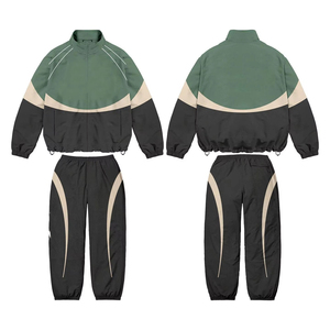 Conjunto Deportivo 2 en 1 Personalizado para Hombre, Chaqueta Cortavientos Impermeable y Resistente al Viento con Cierre de Cordón, Tejido de Nailon Ligero, Color Sólido - Product Image 3