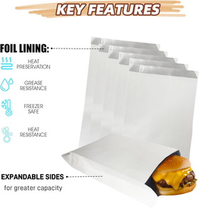 Sacs en papier d'aluminium pour sandwichs en gros, sacs en aluminium pour aliments, emballages isothermes, sacs en papier à emporter - Product Image 4