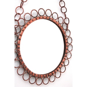 <b>Round</b> Copper <b>Wall</b> <b>Mirror</b> With Chain Handle Bohemian Decorative Metal Frame - Product Image 6