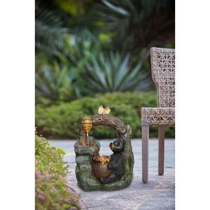 Fontana Decorativa da Esterno a Due Livelli con Design Animale del Bosco 18.5x11.8x22.6, con Luce e Pompa - Product Image 5