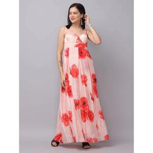 เดรสยาวพิมพ์ลายดอกพีชสำหรับผู้หญิง คอวี แขนกุด สายเดี่ยว แต่งพู่ เหมาะสำหรับงานปาร์ตี้ฤดูร้อน สไตล์ลำลอง เป็นมิตรกับสิ่งแวดล้อม - Product Image 2