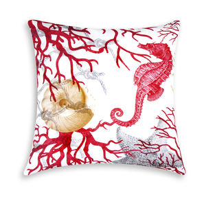 Cuscino Decorativo Excelsa 45x45x16 Cm in Cotone Corallo Multicolore - Product Image 1