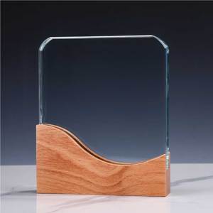 Récompenses en cristal carré pour objets de collection culturels et bijoux, avec base en bois élégante - Product Image 4