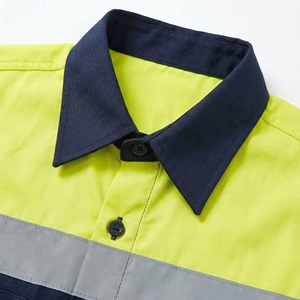 Camisa de Trabajo de Alta Visibilidad para Hombre, Azul Marino y Amarillo, Reflectante, Manga Larga, Uniforme de Construcción, Fabricante OEM - Product Image 4