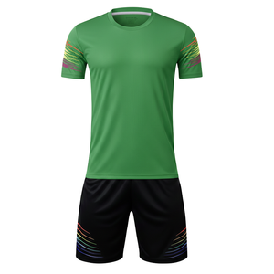 Conjunto Deportivo de Fútbol, 100% Poliéster, Corte Automatizado, Estampado Degradado, Camiseta de Fútbol con Cuello Redondo y Pantalones Cortos - Product Image 1