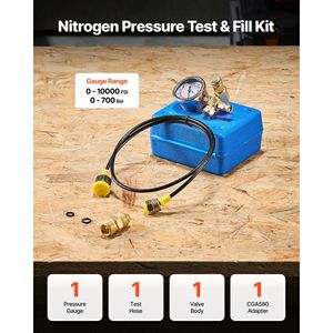 Kit di ricarica per accumulatore di azoto idraulico, sistema di test pressione 0-1420 PSI, 1 manometro, 1 strumento per test gas, accessori idraulici - Product Image 1