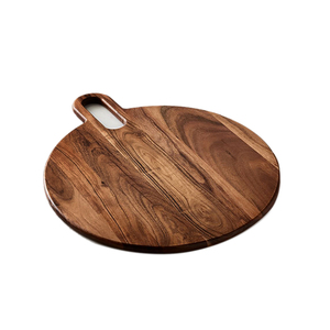 Planche à découper ronde en bois de hêtre de qualité supérieure avec poignée, gravée de motifs floraux, durable, pour pizza et plateau à fromage, idéale pour la cuisine - Product Image 2