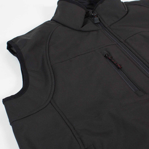Chalecos Casuales para Hombre, de Tejido Softshell, Transpirables, Color Negro, Cuello Alto, Tres Bolsillos con Cremallera, Impermeables, para Senderismo - Product Image 3
