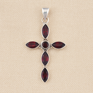 Natural <b>Garnet</b> Cross Pendant 925 Sterling Silver Rose Gold Yellow Gold Plated Religious Jewelry Handmade Gemstone Pendant Her - Product Image 6