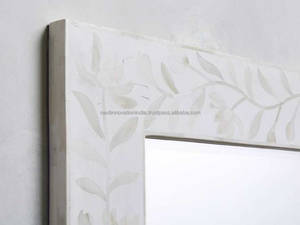 Miroir à cadre en bois design art déco de luxe, incrustation d'os, miroirs muraux élégants pour le mur du salon. - Product Image 3