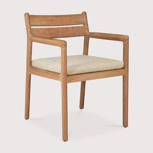 Fauteuil de salle à manger d'extérieur minimaliste en teck massif - Product Image 2