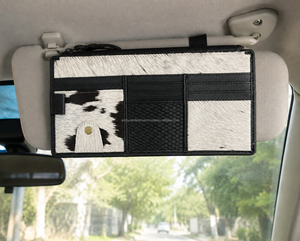 2026 Wholesale New Arrival <b>Car</b> Sun Visor Organizer Genuine Cowhide Leather <b>Car</b> <b>Interior</b> Accessories Pocket Card Storage Wallet - Product Image 4