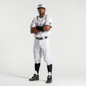 ชุดยูนิฟอร์มเบสบอลลายเส้นแบบกำหนดเอง ผ้าโพลีเอสเตอร์ 100% เสื้อซอฟต์บอลคุณภาพสูง ชุดยูนิฟอร์มเบสบอลลายเส้น - Product Image 2