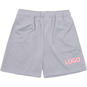 Shorts en maille noire pour homme, taille élastique, séchage rapide, couleur unie, shorts de sport décontractés, logo sur le bas du bas du pantalon - Product Image 4