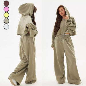 Conjunto Deportivo Casual de 2 Piezas para Mujer: Pantalones Jogger Anchos, Cortos, con Capucha, Forro, Cintura Ajustable, Resistentes al Viento y Transpirables - Product Image 5