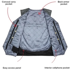 Gilet de motard en cuir véritable noir pour homme, style personnalisé, avec panneaux d'épaule matelassés, détails de lacets latéraux, prix bas - Product Image 3