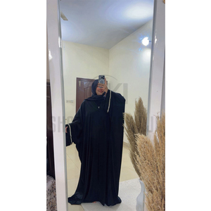 Abaya de color sólido, estilo recién llegado, para damas, manga larga, vestido musulmán con bordado, para venta en línea. - Product Image 5