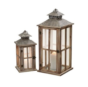 Wooden Candle Lantern for Rustic Farmhouse Home Decor Wedding Decorations <b>Fireplace</b> <b>Mantel</b> Table Display and Holiday Styling - Product Image 3
