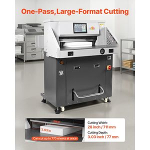 Cortadora de Papel Eléctrica de Gran Tamaño, Ancho de Corte de 28 Pulgadas, Grosor de Corte de 3.03 Pulgadas, Guillotina Hidráulica de Metal - Product Image 2