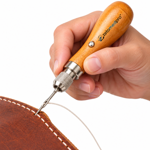 Kit d'aiguille à coudre pour cuir Speedy Stitcher avec manche en bois, aiguilles et fils interchangeables pour la réparation et le bricolage du cuir - Product Image 4