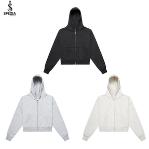 Sudadera con capucha y cremallera de algodón 100% de alto gramaje para hombre, estilo oversize y corte holgado, con forro polar, ideal para otoño. - Product Image 2