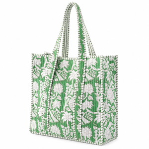 Sac fourre-tout matelassé vert à fleurs pour femme, sac à main à bandoulière rembourré en coton doux pour les voyages et l'usage quotidien - Product Image 1