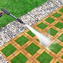 Carreaux de sol carrés Fresgard FG-VCG-AA antidérapants en bois d'acacia et mélange de fibres végétales, 300x300mm, pour balcon, jardin, décoration intérieure, résistants à la chaleur - Product Image 4