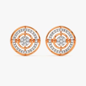 Pendientes de Oro Rosa con Diamantes Cultivados en Laboratorio en Forma de Círculo Concéntrico - Product Image 5