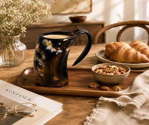 BEST Quality Eco-Friendly Handmade American Style Material Buffalo Horn Mug Handle <b>Beer</b> Wine F S International Customized - Product Image 4
