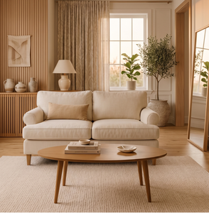 Oval Wood Coffee Table with Tapered Legs Scandinavian Modern Living Room Furniture Center Table Decorative Home Use - Product Image 1