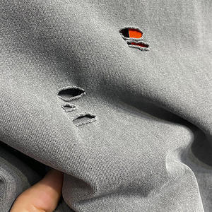 Ribbed Crew Neck Oversized Distressed Streetwear T Shirt 230Gsm Men's <b>Tshirts</b> Custom 100% Cotton Acid Wash T-shirt for Men - Product Image 4
