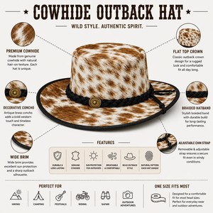 Sombrero de Vaquero de Cuero con Estampado de Vaca, Bordado 3D, Unisex, para Adultos, Estilo Casual para Exteriores, Estilo Europeo y Americano, 54-56 cm - Product Image 5