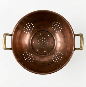 Colador de Cobre Vintage con Asas y Patas de Latón, Colador de Cocina de Metal - Product Image 2