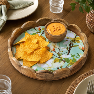 Bandeja de Servir de Madera de Mango de Lujo con Recipiente para Salsas |   Plato Redondo de Madera para Aperitivos y Guarniciones, Decoración para el Hogar, Regalo - Product Image 3