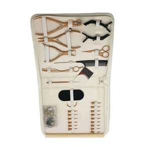 Kit d'outils pour extensions capillaires micro-anneaux marron de qualité supérieure avec étui de rangement blanc, pinces en acier inoxydable, agençage et aiguille de tirage - Product Image 2