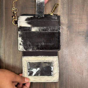 2025 diseñador de moda personalizado cuero de vaca Real Tarjetero con muñequera redonda llavero cremallera monederos para mujer - Product Image 6