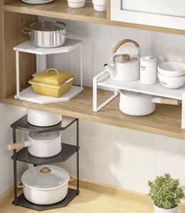 Vietnam 2/3-Tier Kitchen Triangle <b>Corner</b> Spice Storage Rack Space Saving Organizer <b>Shelf</b> HolderVietnam Adjustable <b>Metal</b> Kitchen - Product Image 4