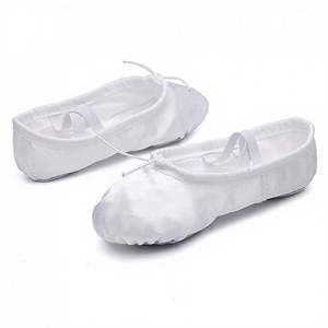 Chaussures de danse pour filles, ballerines roses en toile personnalisée, cuir souple, nouvelle semelle fendue, prix direct usine - Product Image 2