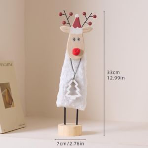 Adorno Navideño Rústico de Madera Hecho a Mano para Mesa, con Estrella Roja en la Parte Superior y Envoltura de Hilo Blanco, Objetos Decorativos - Product Image 5