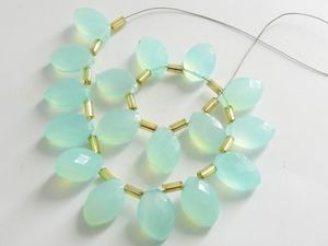 Aqua Blue Calcedonia facetada Marquise Briolette 12X8MM Cuentas de piedra sueltas hechas a mano para la fabricación de joyas para par de pendientes - Product Image 5