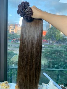 ผมต่อจากคนเวียดนามปลายแบนเคราตินดิบสีน้ำตาลเข้มขนาด60ซม. - Product Image 2