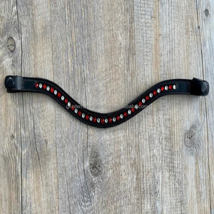 Banda de cuero genuino para cejas de caballo, banda personalizada con 1 fila de cristales turquesa, cadena de diamantes de imitación, banda ostentosa para cejas, negro o marrón - Product Image 3
