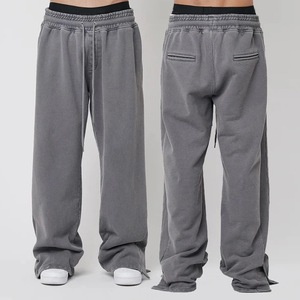 Pantalones de chándal para hombre con logo personalizado, estilo urbano, de algodón, oversize, holgados, de pierna ancha, con rayas laterales apiladas, precio mayorista - Product Image 6