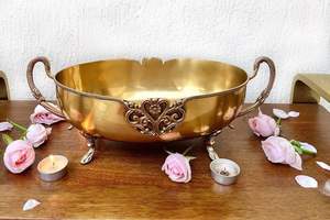 MOON STAR EXPORTS - Tazón Decorativo Clásico de Metal con Acabado Dorado de Lujo, Apto para Lavavajillas, Duradero, Centro de Mesa Vintage - Product Image 2